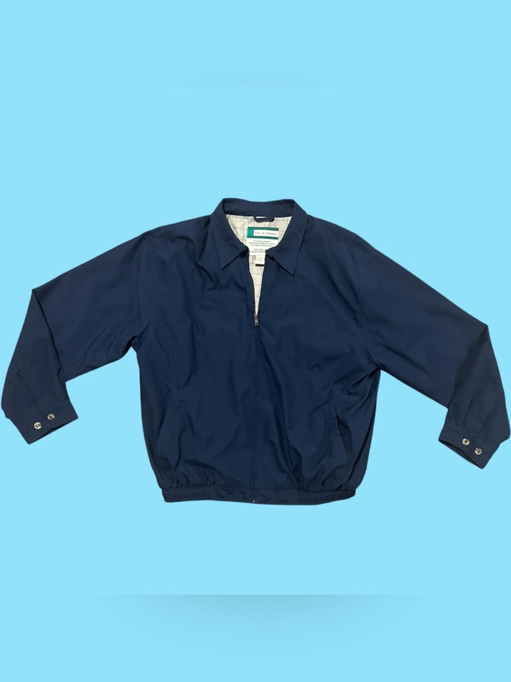 Vintage Navy Blue Zip Up Windbreaker Driving Jacket — 90s Style/Size Large